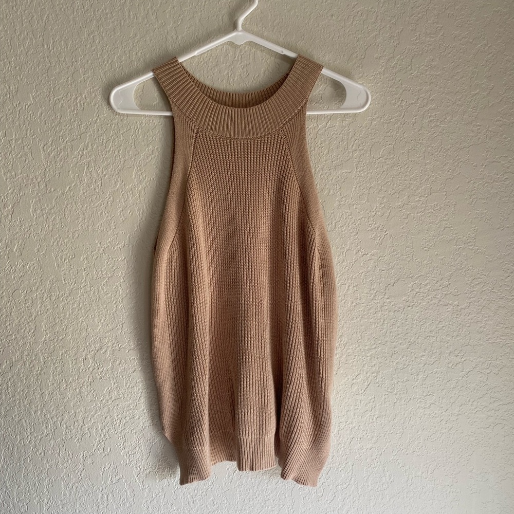 Tan Sleeveless Knit Top